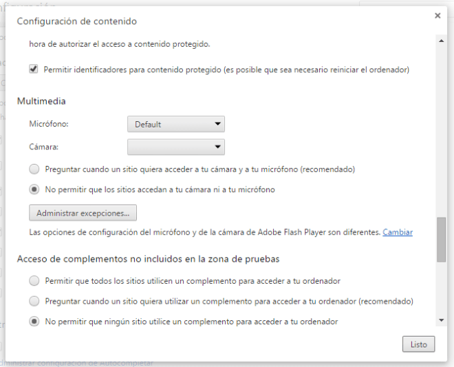 Acceso al Panel de Control de Flash desde Chrome