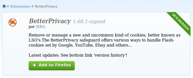 Instalar Better Privacy en Firefox