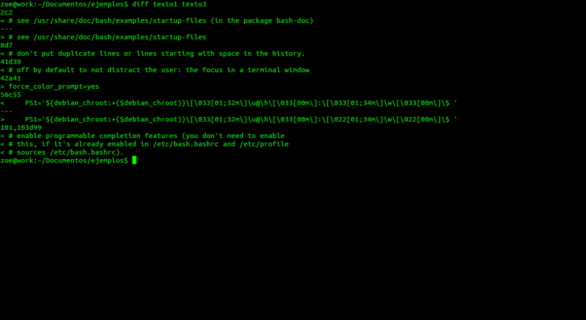 La Terminal de Linux (VI). Comandos para Comparar Archivos de Texto ...