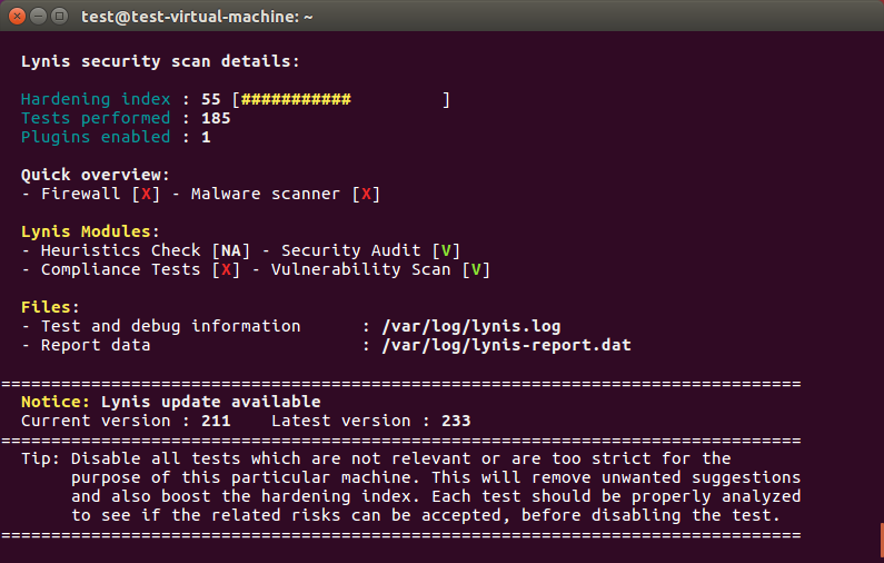 Lynis. Análisis de Resultados Iniciales