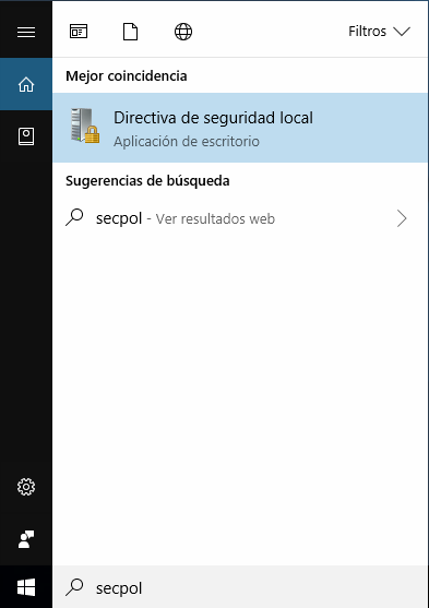 Windows. Abrir Secpol