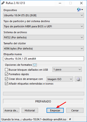 Rufus. Quemar Imagen ISO
