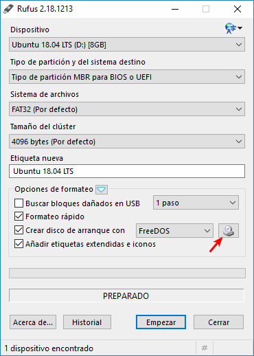 Rufus. Seleccionar Imagen ISO