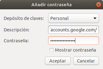 Seahorse. Almacenar Contraseña en Depósito