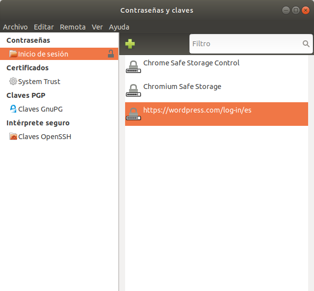 Seahorse. Ver contraseñas de Chromium