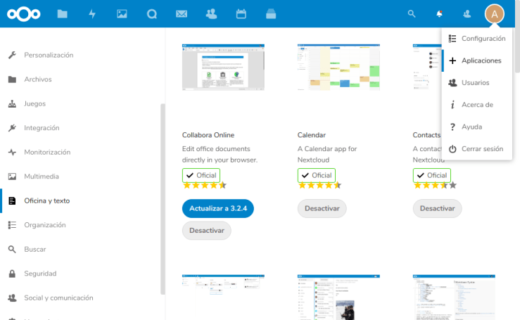 Nextcloud Aplicaciones Nuevas