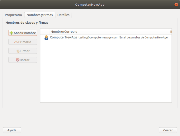 Seahorse. Par de Claves PGP. Nombres y Firmas