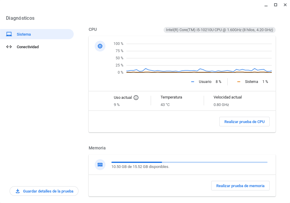 ChromeOS. Diagnostics