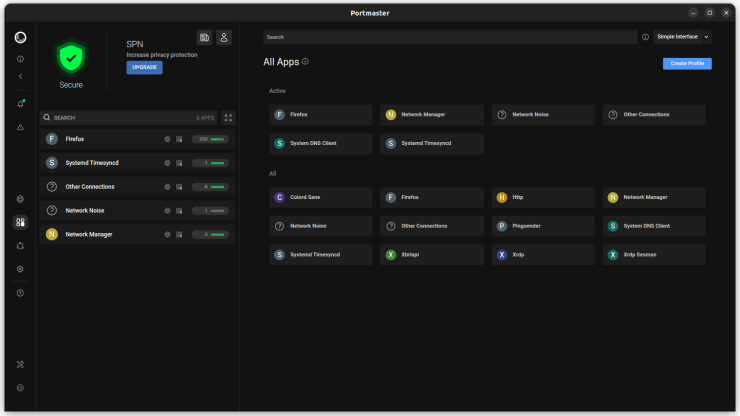 Portmaster. Aplicaciones