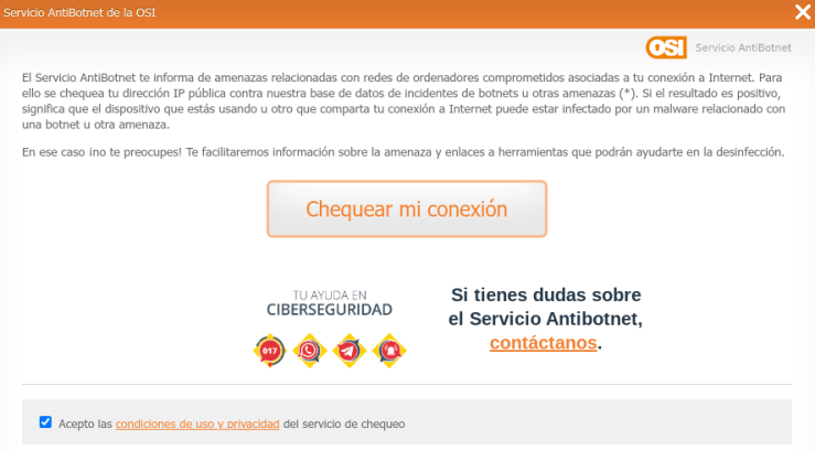 OSI Servicio AntiBotnet. Chequear